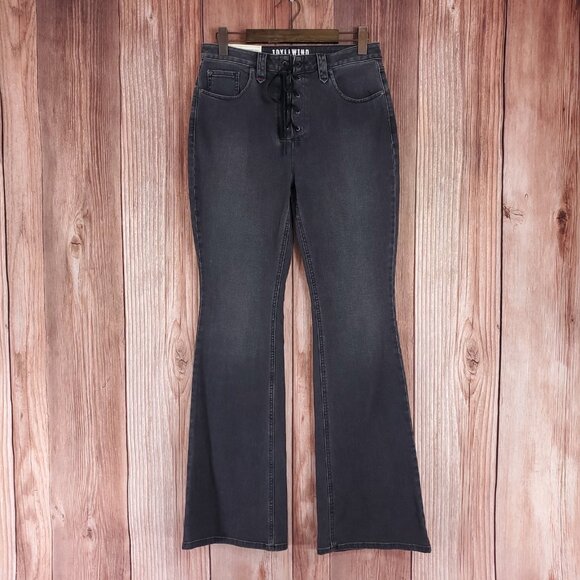 NWT Idyllwind Womens 12 Twelve South Wash Down High Risin Lace-Up Bootcut Jeans - Picture 1 of 15